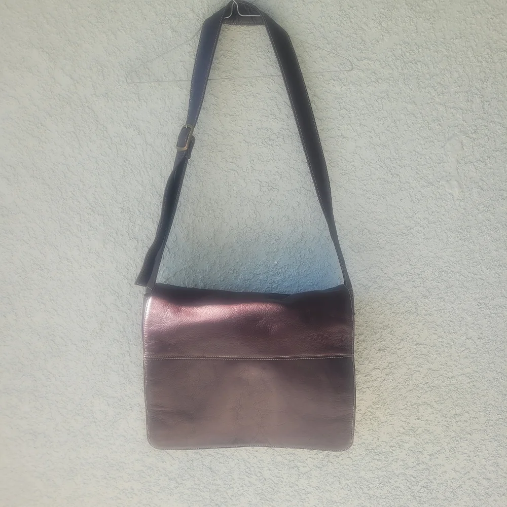 Dark Brown Genuine Leather Messenger Bag Crossbody Large Minimalist